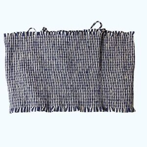 Express Blue White Striped Smocked Tube Top Ruffle Trim Strapless XL